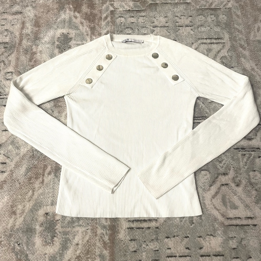 Zara sweater, gold buttons